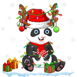 panda animal lover xmas santa hat reindeer panda christmas premium
