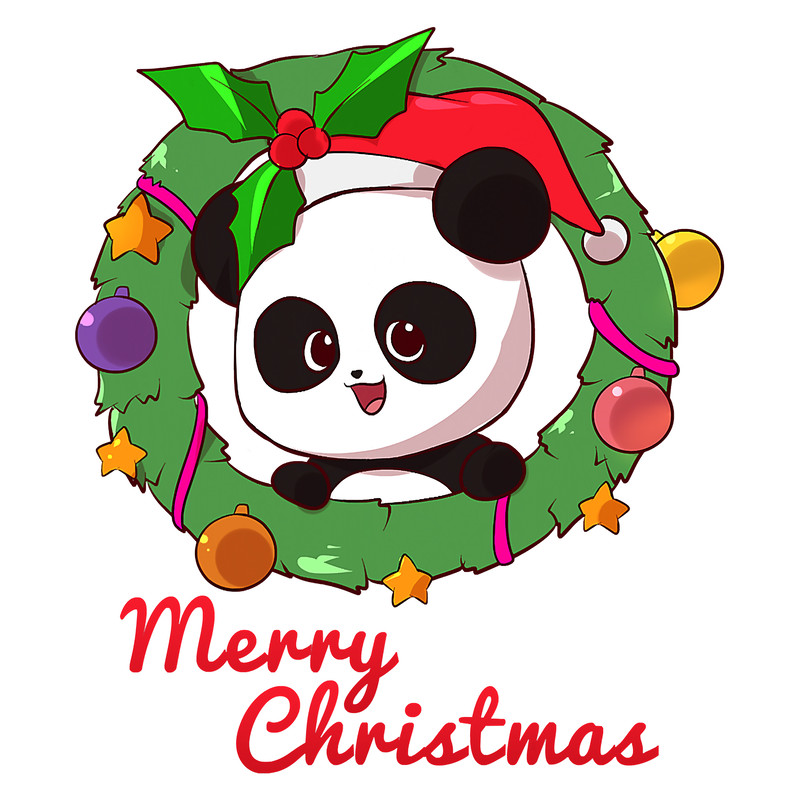 Panda Christmas Panda Santa Hat Christmas Wreath Panda T-Shirt.png