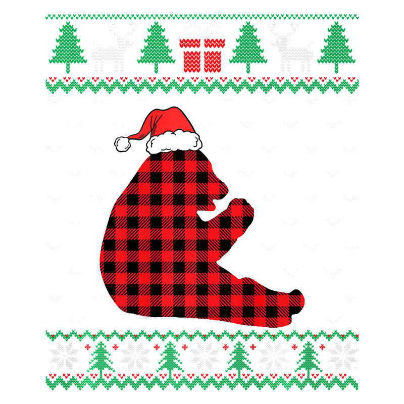 Panda Red Plaid Ugly Christmas Sweater Matching Pajamas Premium T-Shirt.png