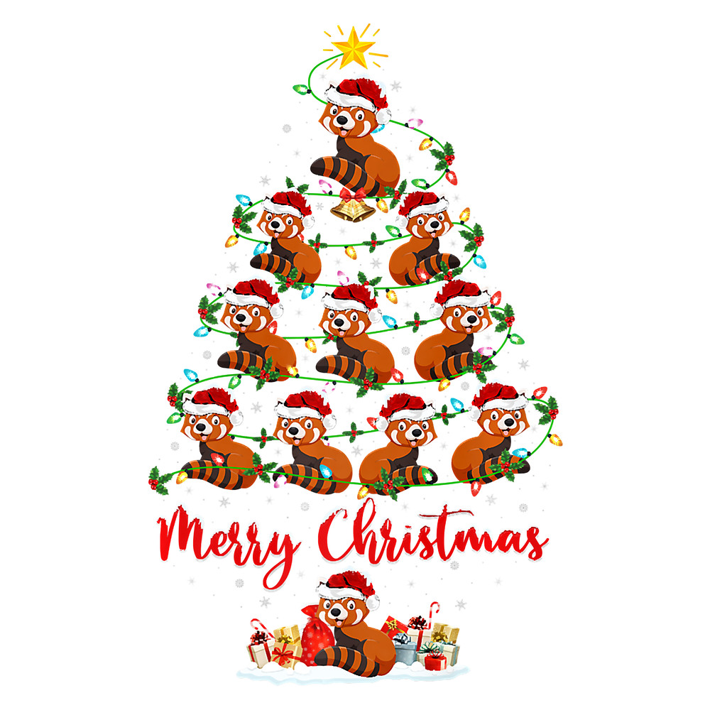 Red Panda Lover Matching Santa Red Panda Christmas Tree Premium T-Shirt.png