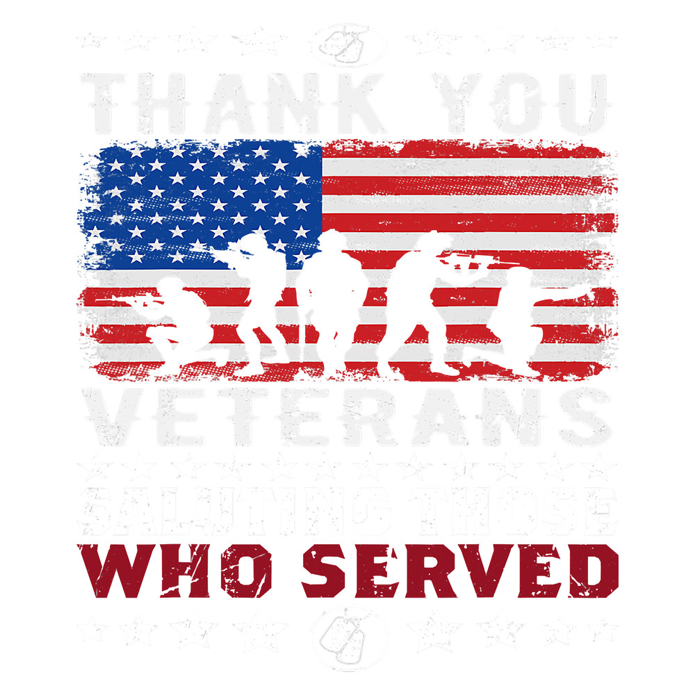 Thank You Veterans Saluting Those Who Served Patriotic Flag T-Shirt.png