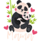 Womens Cute Mama Panda With Baby Panda T-Shirt.png