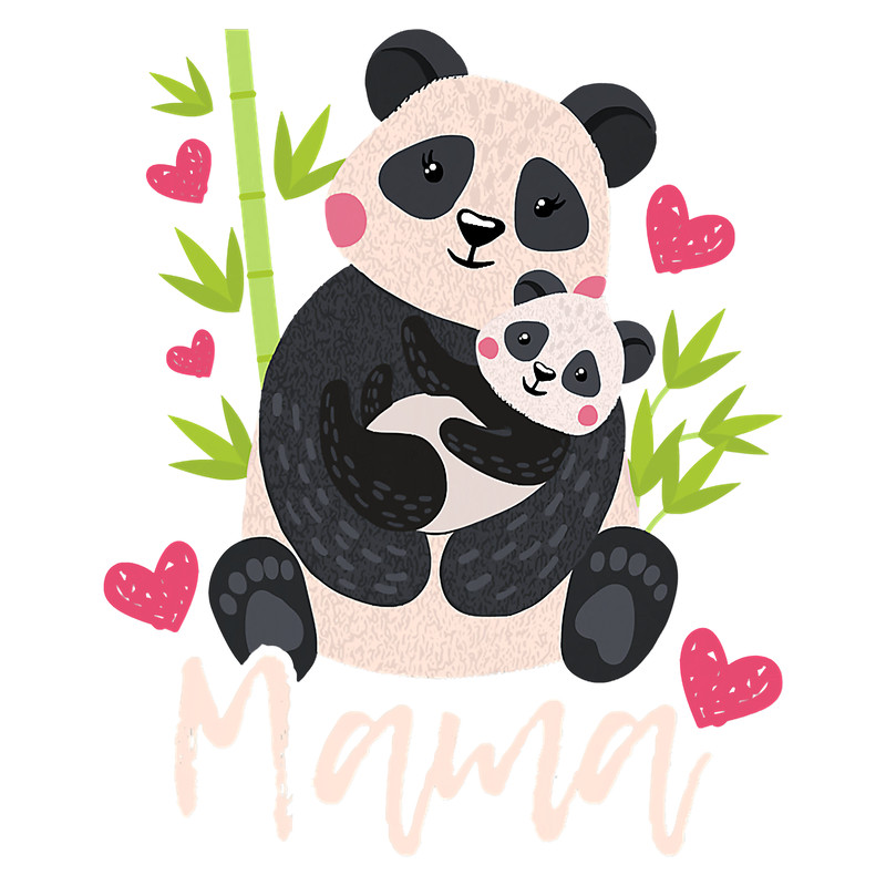 Womens Cute Mama Panda With Baby Panda T-Shirt.png