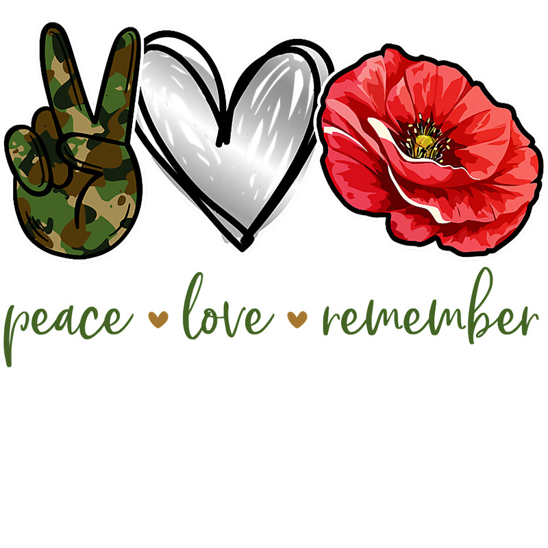 Peace Love Remember Red Poppy Flower Soldier Veteran Day T-Shirt.png