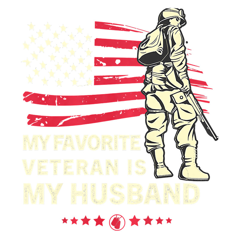Womens American Flag My Favorite Veteran Is My Husband Women Premium T-Shirt.png