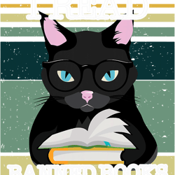i read banned book funny book lover retro cat read books, png, png for shirt, png files for sublimation, digital downloa