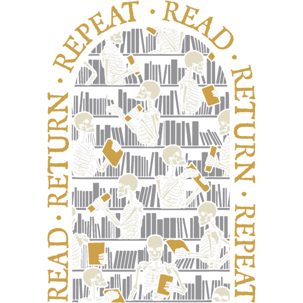 Librarian Halloween Read Return Repeat Goth Skeleton Library.png