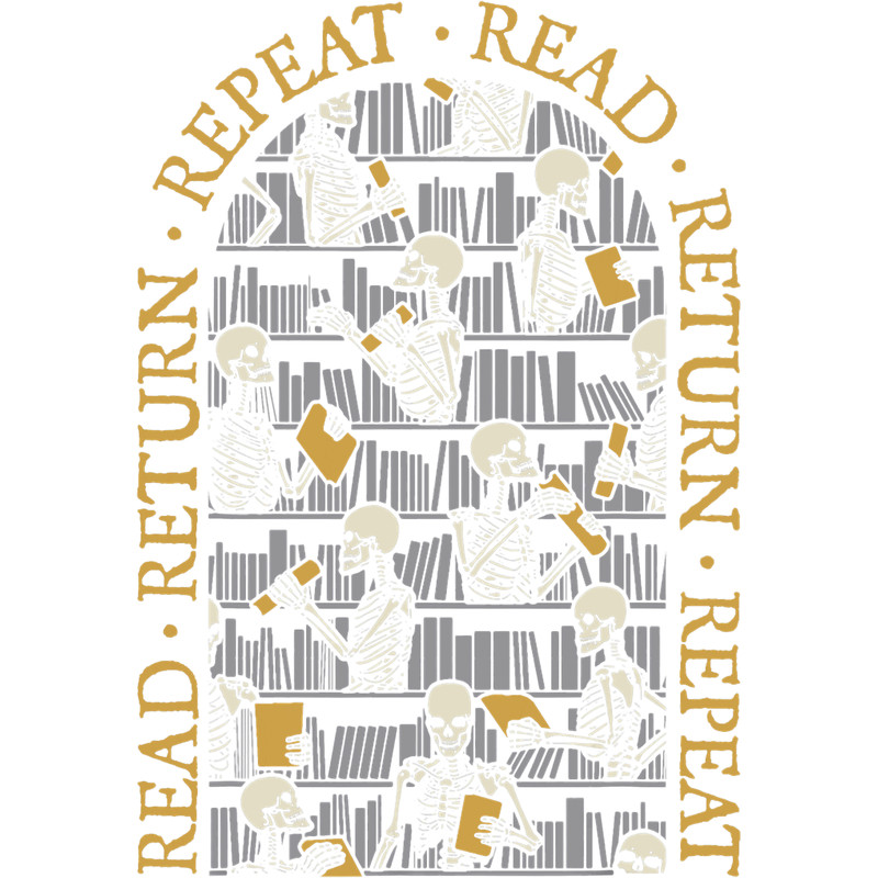 Librarian Halloween Read Return Repeat Goth Skeleton Library.png