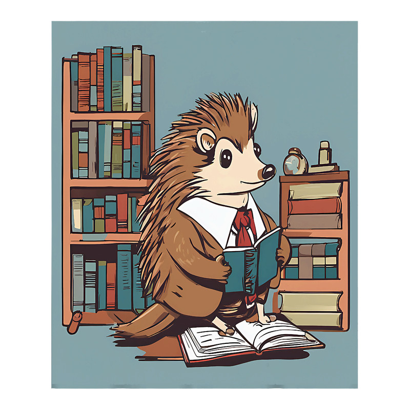 Librarian Hedgehog Spine Of Books.png