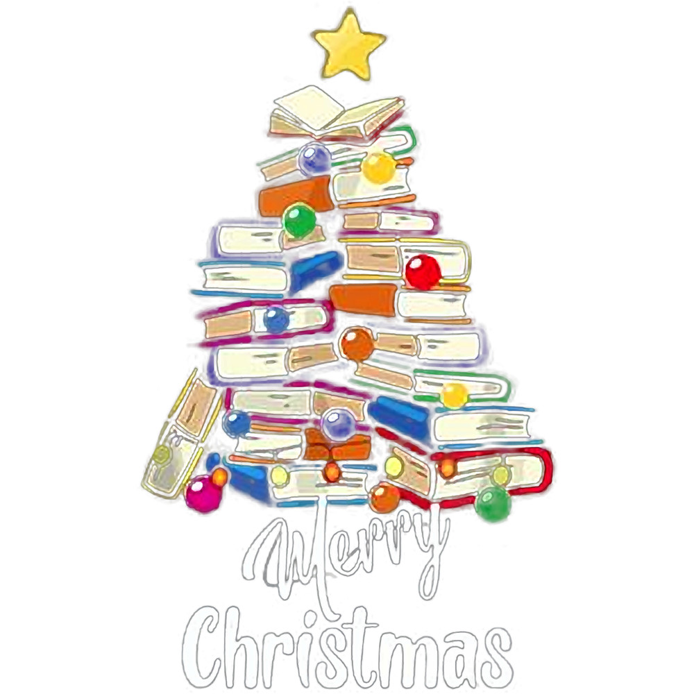 Librarian Merry Christmas Lights Tree Decoration Xmas Book 9.png