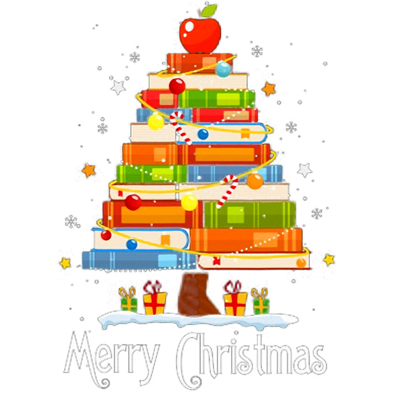 Librarian Merry Christmas Lights Tree Decoration Xmas Book.png