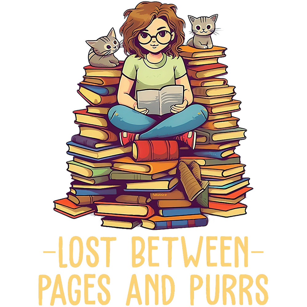 Lost between pages and purr cat lover Book lover girl 23.png