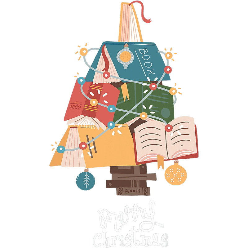 Merry Christmas Tree Funny Book Reading Librarian Nerd.png