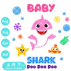 baby shark family bundle svg dad baby mom sister brother grandma grandpa shark face iron on  svg bundle