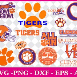 clemson tigers svg ncaa national collegiate athletic association team logo clipart bundle