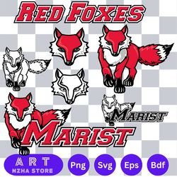 bundle logo marist red foxes outline svg, ncaa logo svg, sport svg, png dxf eps digital file