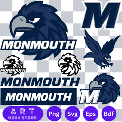 bundle monmouth hawks logo svg, monmouth hawks svg, ncaa svg, png dxf eps digital file