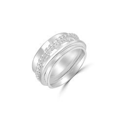 925 sterling silver classic dual textured spinning band , anxiety rings