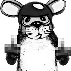 funny mouse showing middle finger blurred