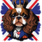 king Charles coronation Spaniel dog wearing a crown with Union Jack Flag.png