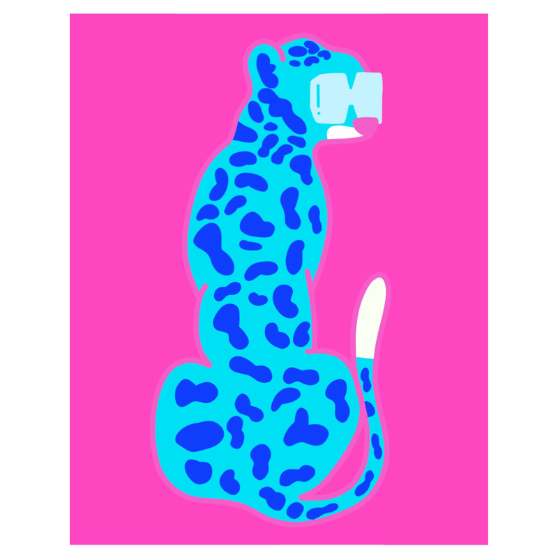 blue leopard with glasses with pink backroundActive .png