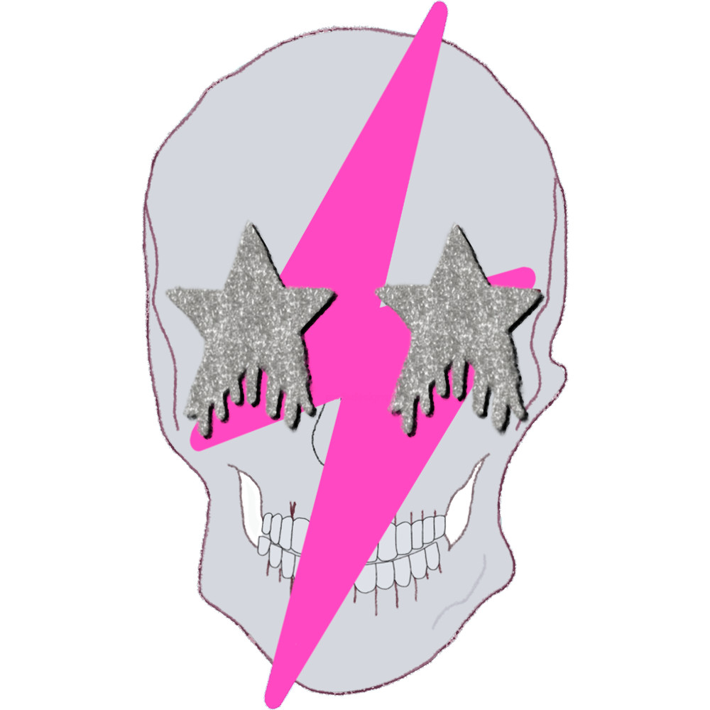 pink lightning bolt glittery Star eyed skull Active .png