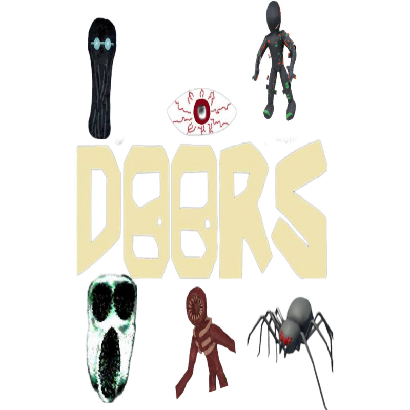 Roblox doors game logo with some characters .png