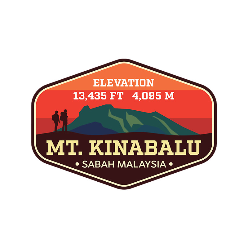 Mt Kinabalu Sabah Malaysia - Colorful Mountain Trekking Badge .png