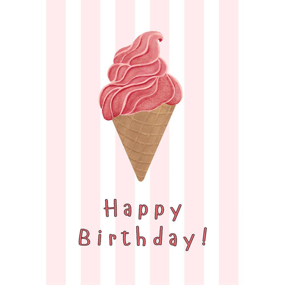 Happy Birthday ! strawberry ice cream greeting card .png