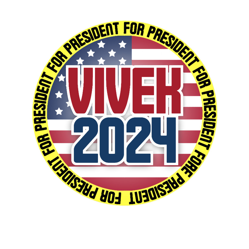 Vivek for President 2024 Ramaswamy Republican Candidate Yellow Border Super Cool.png