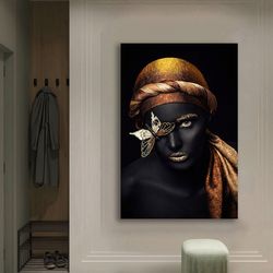 african canvas art, ethnic canvas, african wall art, south african art, black woman portraits wall art decor-1