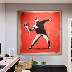 american flag abstract art, cartoon girl canvas print, black and white drawing flag and girl painting