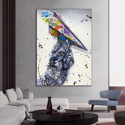 astronaut canvas, banksy graffiti astronaut painting, astronaut wall art,space print, astronaut motivation canvas art, a