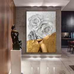 red heart love couples in hand heart canvas print, bedroom canvas painting, glitter textured wall decor, love painting