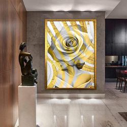woman with flower head canvas painting, framed woman canvas print, woman poster, woman with rose body painting, framed h