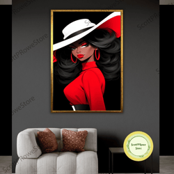 american girl canvas print, african woman artwork, afro girl ethnic artprint, wall decor gift, framed canvas ready to ha