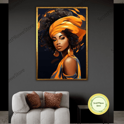 american woman art, canvas print, afro american woman painting, artprint, wall art, framed canvas ready to hang