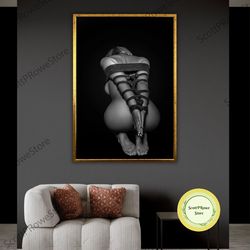 erotic canvas print, shibari art, bdsm wall decor, sexy bedroom canvas set, kinky art, framed canvas ready to hang