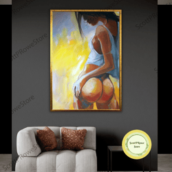 erotic nude wall art, large canvas print, sexy girls bedroom decor, naked woman artwork, framed canvas ready to hang