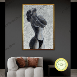 erotic wall art print, sexy female nude canvas, sensual woman artwork, intimate bedroom decor, framed canvas ready to ha