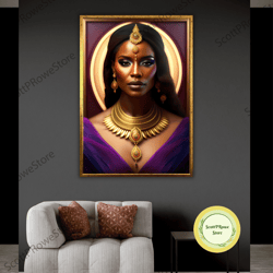 fashion girl artprint, african woman canvas print, afro american portrait, wall art decor, ethnic home decor, framed can