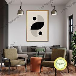 minimalist boho home decor canvas print, neutral geometric artwork, modern art, aesthetic bohemian wall art, framed canv