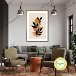 minimalist boho home decor, neutral geometric modern art print, aesthetic bohemian wall art, abstract artwork, framed ca
