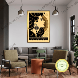 modern woman poster painting, canvas print, artwork, ready to hang, framed canvas, contemporary art, framed canvas ready