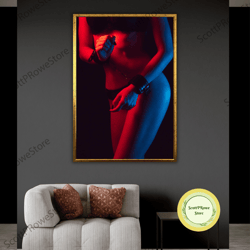 nude canvas print, erotic wall art, intimate wall print, sensual bedroom decor, sexy artwork, framed canvas ready to han