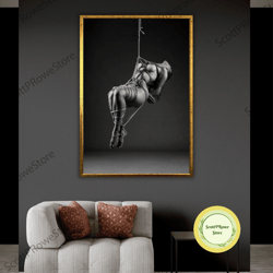 nude canvas print, erotic wall art, shibari art, sexy bedroom canvas set, bdsm wall decor, framed canvas ready to hang