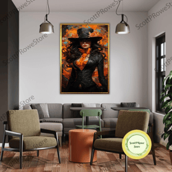 predatory woman portrait canvas print, grand woman painting, artprint, ready to hang, wall art, framed canvas ready to h