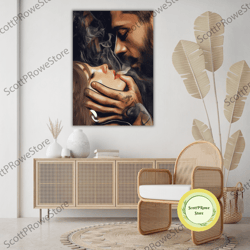 romantic couples canvas print, sensual lovers artwork, bedroom decor, romantic gift, couples wall art, framed canvas rea
