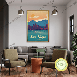 san diego travel print wall art san diego wall hanging home dcor san diego gift art lovers san diego lover gift san dieg