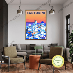 santoniri travel print wall art santoniri wall hanging home dcor santoniri gift art lovers santoniri lover gift santonir